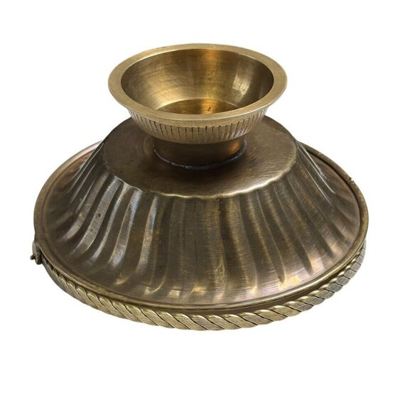 Vintage Hand Crafted India Solid Brass Basket with Stand & Handle Candy Holder - Picture 5 of 11